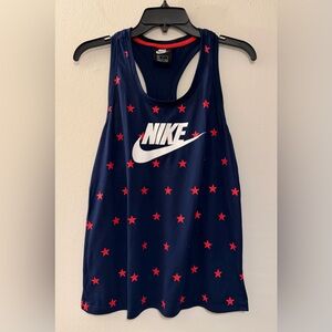 Nike Blue Racerback Tank Top with Red Stars Americana